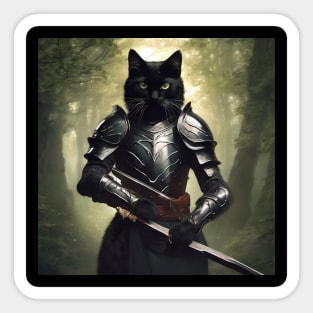 BLACK CAT IN ARMOR Sticker